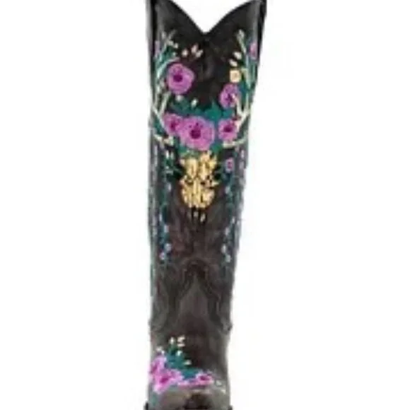 Corral Embroidered Deer Skull Tall Boots - Picture 4 of 8